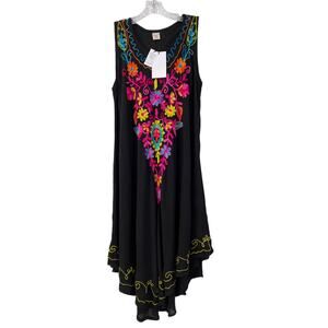 Exist Sleeveless Vibrant Embroidered Swim Cover Up Crepe Dress Women's One Size